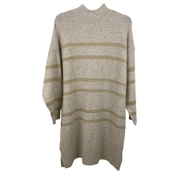 Grace & Karen Dresses & Skirts - Grace & Karen Beige & Gold Striped Oversized Sweater Dress Womens Size 1X